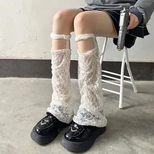 Lolita scaldamuscoli in pizzo bianco dolce stile giarrettiera calzini moda donna