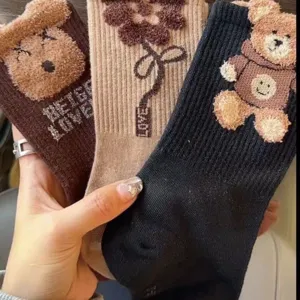 Winter plush teddy bear mid-tube socks warm fuzzy cute fuzzy socks women daily wear soft new