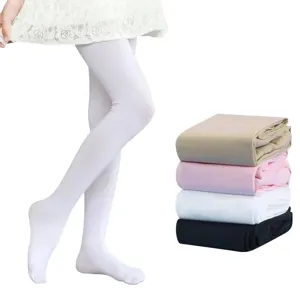Kinder Samt Tanzstrumpfhose Ballettsocken atmungsaktiv dünn für Mädchen weiß elastisch
