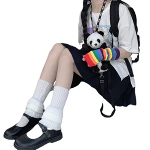 Japanse schattige Lolita witte gebreide beenwarmers leuke JK stapelsokken herfst winter