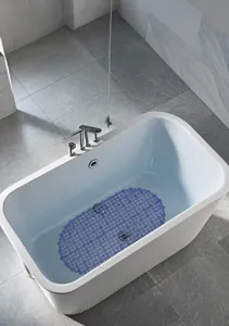 Tappetino antiscivolo per vasca da bagno, design di drenaggio cavo, taglio flessibile e sicuro.