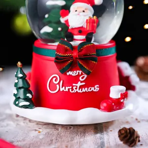 Christmas snow globe ornament with rotating Santa Claus music box bedroom holiday decor gift