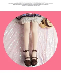 Süße Lolita milchweiße Strumpfhose süßes JK Mädchen Samt 120D Strumpfhose Detailansicht