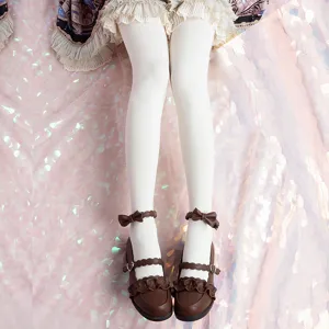 Lolita Süß Samt Strumpfhose Süß Weiß Schwarz Einfarbig Strumpfhosen Frauen Soft Girl Tägliche Freizeit Mode Strümpfe