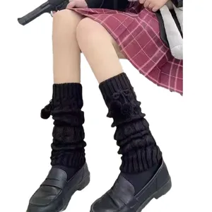 Chaussettes Lolita Japonaises Douces Slouch Pompons Jambières JK Pour Genoux Hiver