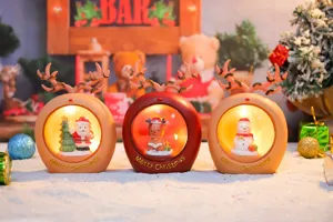 Christmas deer night light ornament, cute glowing tabletop decoration for bedroom holiday gift.