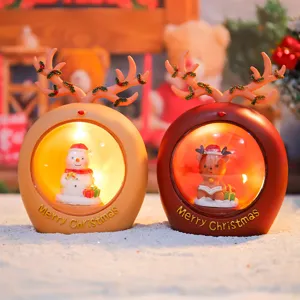 Cute Christmas deer night light ornament, creative bedroom glowing desktop decor gift.