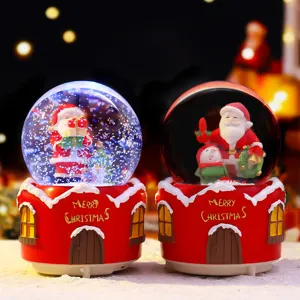 Weihnachts-Schneekugel Spieluhr mit warmem Licht und süßem Weihnachtsmann für Dekoration.