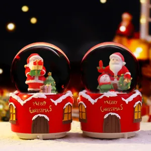 Weihnachts-Schneekugel Spieluhr mit beleuchtetem Weihnachtsmann, perfekte Deko und Geschenk.