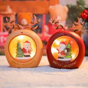 Christmas Santa night light deer antler glowing ornament bedroom bedside decorative lamp