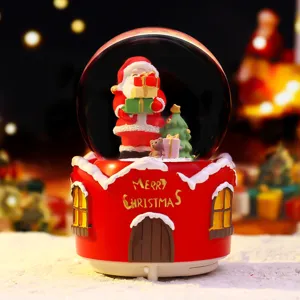 Weihnachtliche Schneekugel Spieluhr mit Weihnachtsmann, leuchtende Zimmerdeko und schöne Schlaflicht.