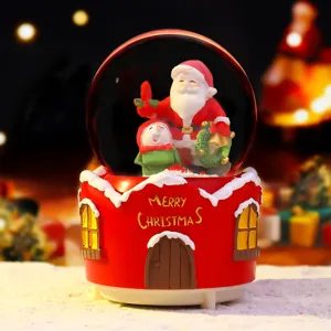 Weihnachten Leuchtende Kristallkugel Spieluhr Weihnachtsmann Schneemann Leuchtende Laterne Schlafzimmer Atmosphäre Lampe Festliches Geschenk Tischdeko