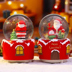Weihnachts-Schneekugel Musikbox mit Weihnachtsmann, leuchtendes Warmlicht für Festtagsdeko.