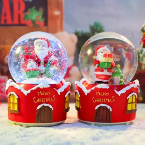Weihnachtsschneekugel Spieluhr mit leuchtendem Weihnachtsmann für festliche Schlafzimmerdeko.