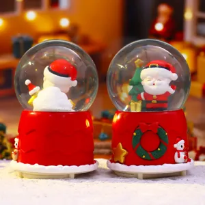 Cute Santa snow globe ornament with rotating snow effect, perfect for Christmas home decoration.