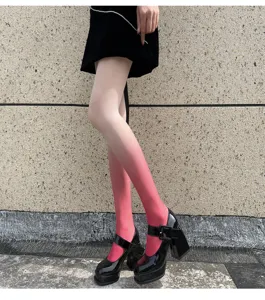 Detail view of the gradient pantyhose showcasing smooth color transition and stylish design.