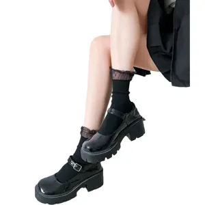 Japanese cute lace ruffle socks women mid-calf socks JK college style Lolita princess socks