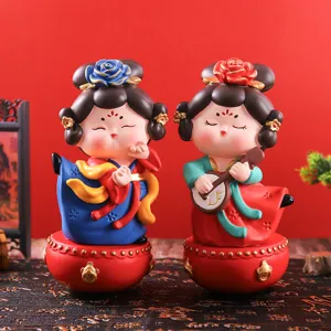 Traditional Chinese Tang style court lady tumbler figurine desktop ornament home decor gift