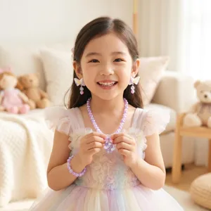 Kids cute unicorn pearl necklace bracelet earrings set princess jewelry gifts for girls