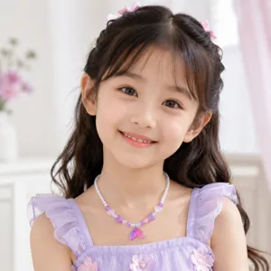 Kids gradient mermaid tail beaded necklace cute princess cartoon pendant girl jewelry