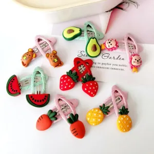 Cute kids cartoon hair clips set, lovely fruit and animal design hairpins for little girls.
