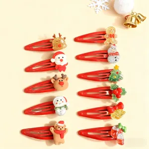Cute Christmas hair clips set for kids girls red snap hairpins festive holiday hair accessories