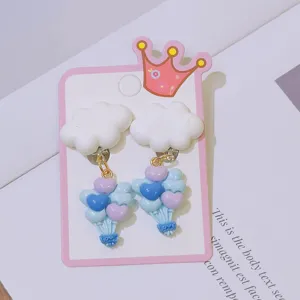 Cute cloud and heart balloon clip-on earrings for kids sweet style jewelry sweet princess.