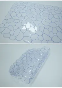 Transparente blaue Kieselstein-Spülmatten-Detailansicht, rutschfeste Küchen-Drainagematte.