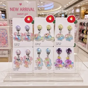 Kids cute ocean theme resin clip-on earrings non pierced little girls cute animal jewelry