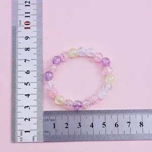 Colorful beaded crystal bracelet for kids sweet cute princess jewelry gift 8mm 20pcs 16cm
