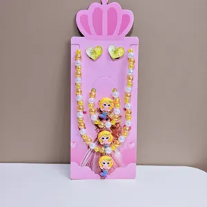 Kids mermaid pearl necklace set, cute princess bracelet earrings jewelry for little girls.