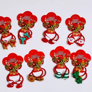 Kids Christmas Hair Ties Hair Clips Cute Santa Claus Tree Socks Hair Accessories Girls Holiday Hair Styling