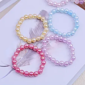 Colorful beaded children bracelet set with sweet pearl design for sweet girls main view
