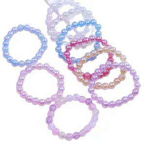 Children's colorful beaded rings set cute sweet pearl jewelry accessories for little girls baby gifts