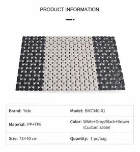 Tapis de bain antidérapant en TPE pour douche, tapis de sol imperméable 73x40cm.