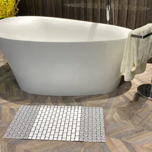 Tapis de Bain Antidérapant en TPE Tapis de Douche Imperméable Avec Trous de Drainage pour Baignoire Décoration Intérieure
