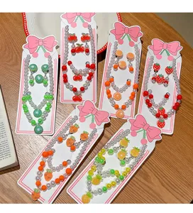 Kids cute fruit pearl jewelry set necklace bracelet earrings sweet princess style decor