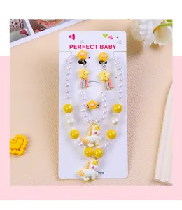 Kids pearl necklace set cute unicorn cartoon beaded jewelry gift for little girls!