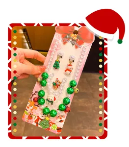 Kids Christmas jewelry set with necklace bracelet and earrings cute holiday party gift accessories