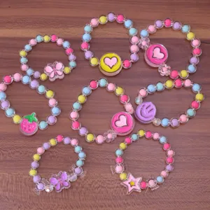 Cute children jelly bead bracelet set with lovely cartoon charms, perfect for daily wear.