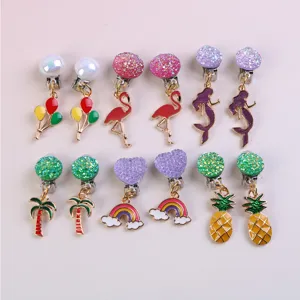 Children clip-on earrings set cute alloy non-piercing ear clips lovely jewelry for girls