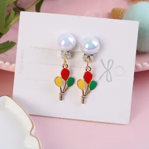 Cute balloon clip-on earrings for kids, colorful alloy design, perfect gift for little girls.