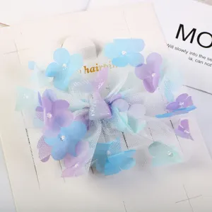Kids mermaid hair clip with blue purple mesh fabric and resin tail for girls hair accessories.