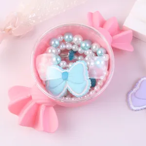 Kids princess necklace bracelet set with resin butterfly pendant in cute candy shaped box