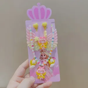 Kids Cute Princess Necklace Set Resin Cartoon Pendant Sweet Jewelry Gift For Girls