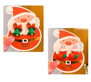 Christmas children clip-on earrings cute cartoon bell and stocking design details