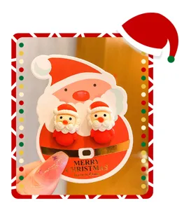 Adorable Christmas Santa Claus cartoon stud earrings children clip-on earrings detail display