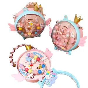 Children jewelry gift box set cute unicorn beaded bracelet hair clips cute accessories for kids