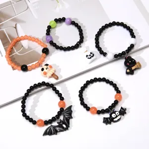 Halloween beaded bracelet set for children cute ghost bat charm party fashion jewelry gifts
