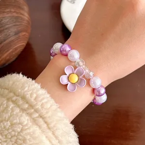 Children's flower pearl bracelet set cute little girl gift Korean style aesthetic jewelry